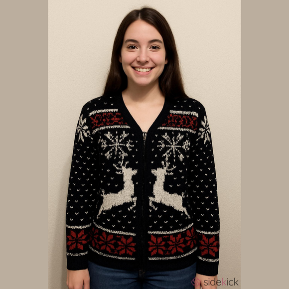 J. Jill Sweaters - Vintage Christmas Sweater Snowflakes Reindeer Fair Isle